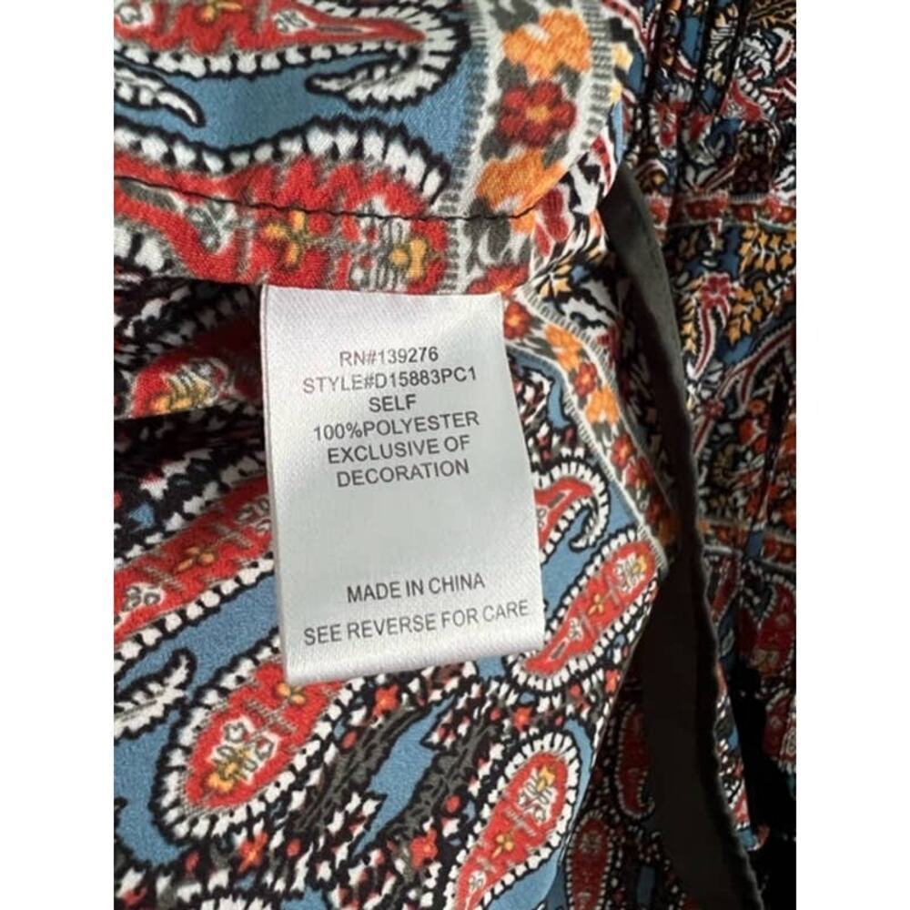 Daniel Rainn V Neck with Tie Paisley Blouse Top- Size S - Picture 4 of 4